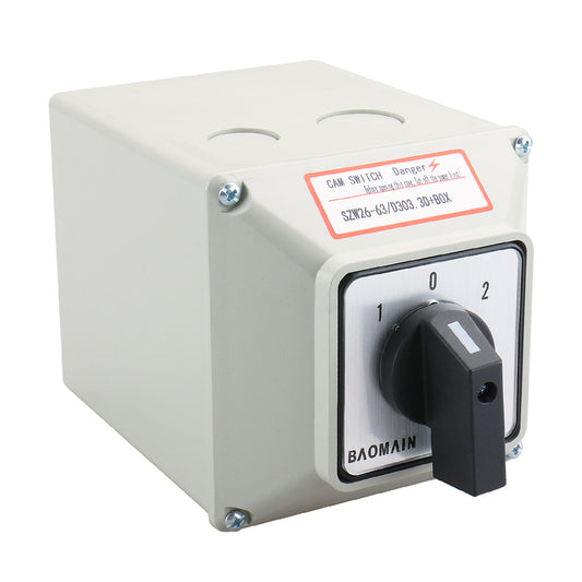 Baomain Universal Rotary Changeover Switch SZW26-63/D303.3D with Master Switch Exterior Box LW28-63/4 660V 63A 3 Position 3 Phase
