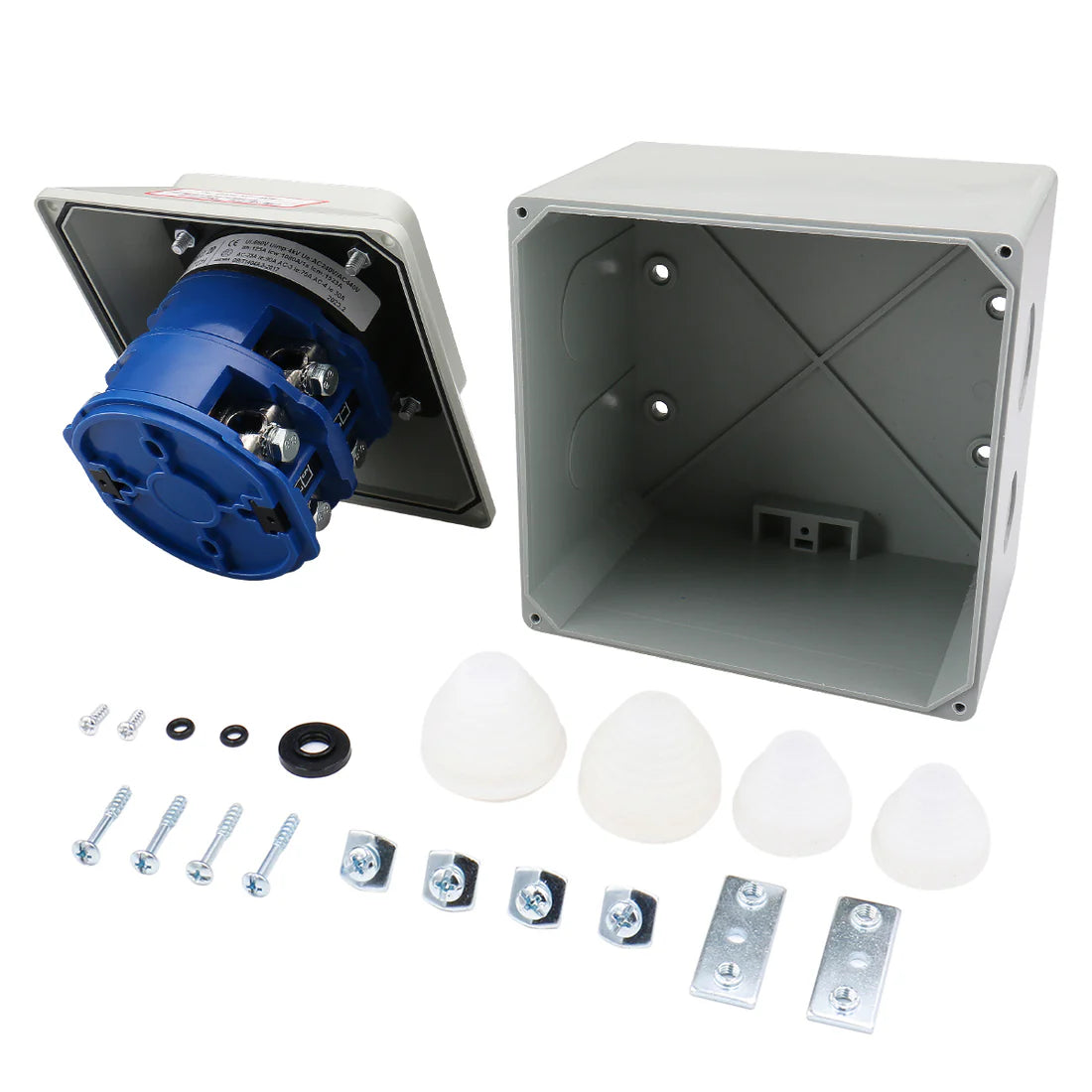Baomain Universal Rotary Changeover Switch 125A 660V LW28-125/D202.2D with Master Switch Exterior Box LW28-125/4 8 Terminals 3 Position 2 Phase