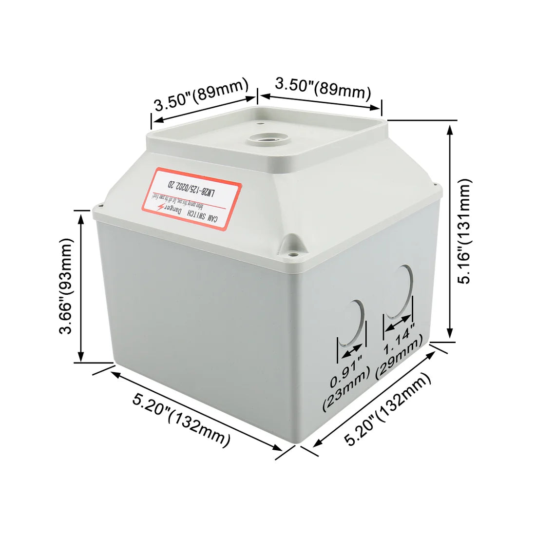 Baomain Universal Rotary Changeover Switch 125A 660V LW28-125/D202.2D with Master Switch Exterior Box LW28-125/4 8 Terminals 3 Position 2 Phase