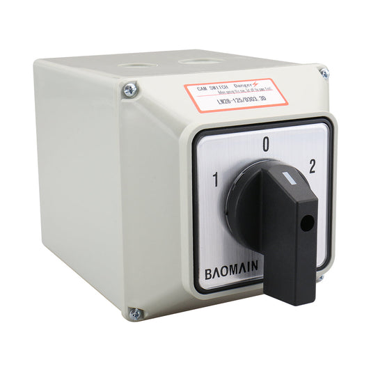 Baomain Universal Rotary Changeover Switch LW28-125/D303.3D with Master Switch Exterior Box LW28-125/4 660V 125A 3 Position 3 Phase