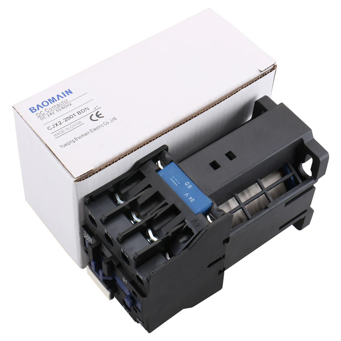 Baomain DC Contactor CJX2-2501 24VDC 25A 6KV 50/60Hz 660V 3 Phase 3-Pole 1NC DIN Rail