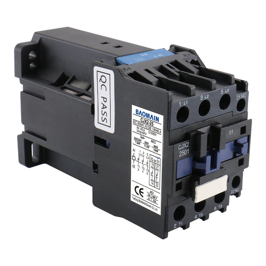 Baomain DC Contactor CJX2-2501 24VDC 25A 6KV 50/60Hz 660V 3 Phase 3-Pole 1NC DIN Rail