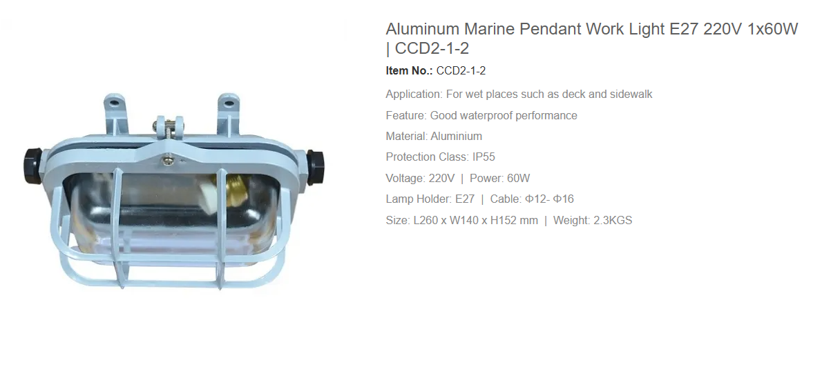 [China] Bozhou E27 220V Aluminium Marine Work Pendant Light Without Bulb x6pcs