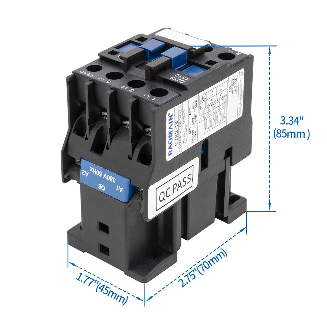 Baomain CJX2-1810 Coil Normally Open 3 Pole 18A AC Contactor