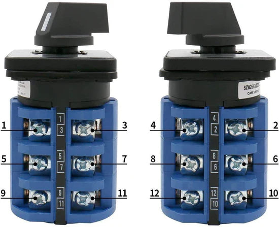 Baomain Rotary Cam Changeover Switch SZW26-40/0-3.3 660V 40A 12 Terminals 4 Positions