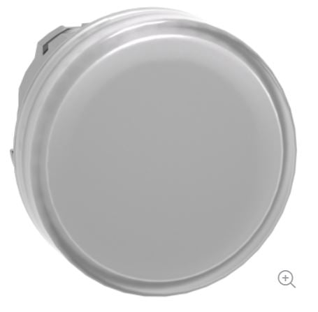 Schneider Head for pilot light, Harmony XB4, metal, white, 22mm, universal LED, plain lens