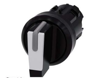 Siemens SIRIUS ACT Series 3 Position Selector Switch Head, 22mm Cutout, Black/White Handle