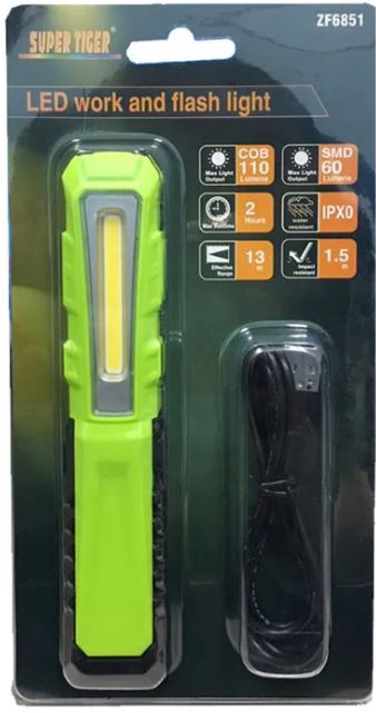 Aiko Rechargeable LED Work and Flashlight with Magnet | Model : LED-ZF6851