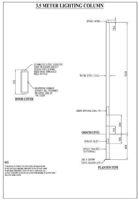 TM 3.5M 3.5 meter Ø100mm hot dipped galvanized steel pole