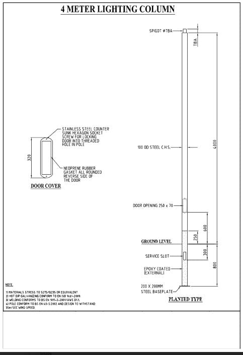 TM 4 meter Ø100mm hot dipped galvanized steel pole,