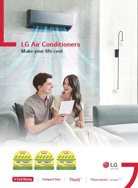 LG SYSTEM 4 (ARTCOOL + WIFI & IONIZER) R32 INVERTER AIRCON (5 TICKS) SUPPLY ONLY