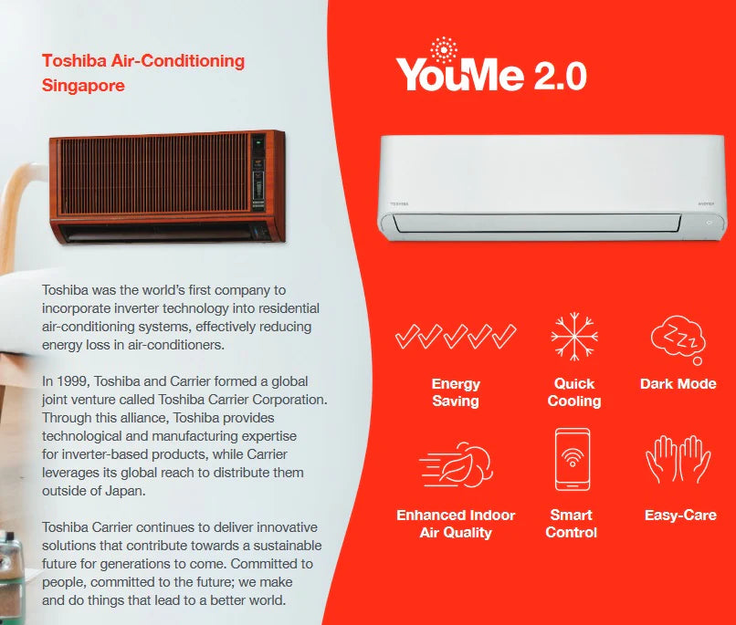 TOSHIBA YOUME SYSTEM 5 R32 INVERTER AIRCON (5 TICKS) - SUPPLY ONLY