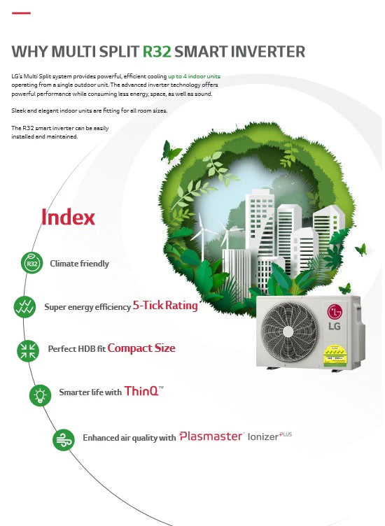 LG SYSTEM 4 (ARTCOOL + WIFI & IONIZER) R32 INVERTER AIRCON (5 TICKS) SUPPLY ONLY