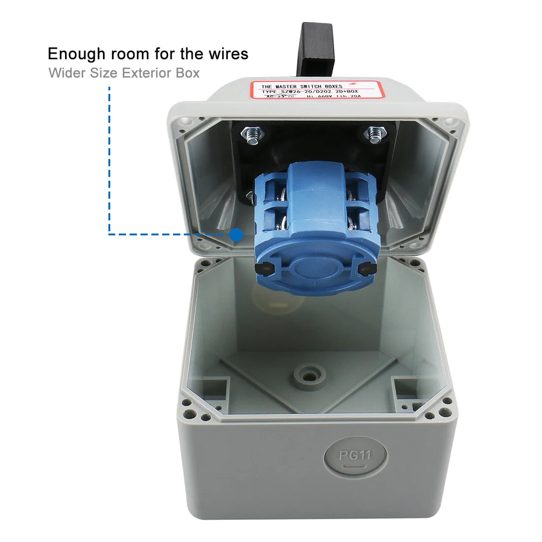 Baomain  Rotary Changeover Switch SZW26-20/D202.2D, with Box, 660V 20A, 3-Position, 2-Pole, 8-Terminal