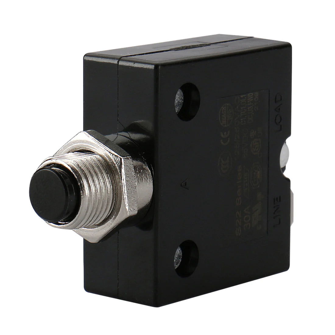 Baomain 100PCS Circuit Breaker Thermal Overload Switch Protector W66-30A 125/250VAC/50VDC Push Button Reset S22 30A