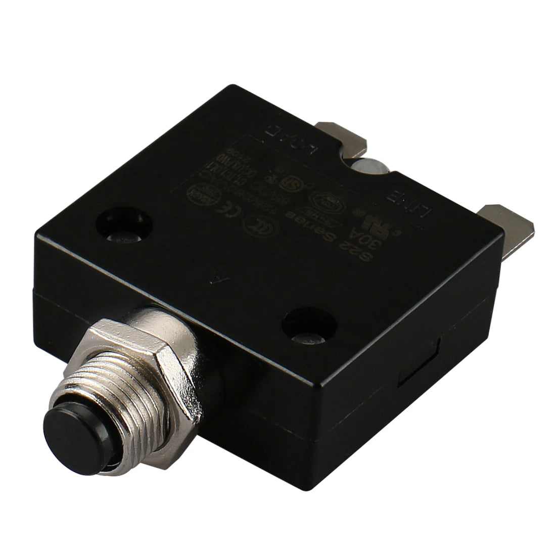Baomain 100PCS Circuit Breaker Thermal Overload Switch Protector W66-30A 125/250VAC/50VDC Push Button Reset S22 30A
