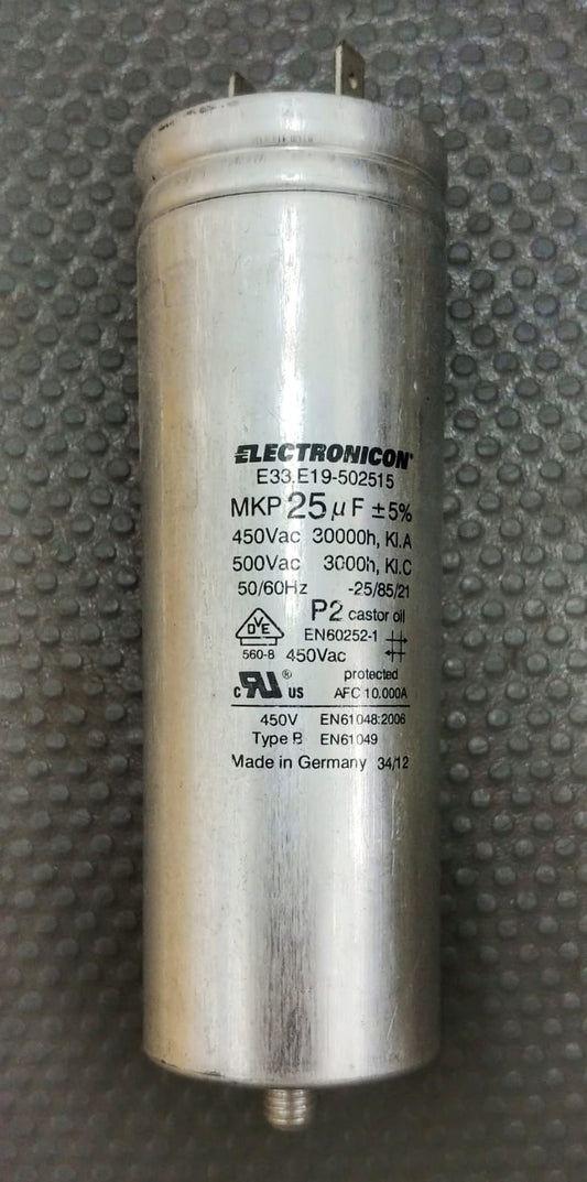 ELECTRONICON 25uF Alum. Type P2 capacitor, 450-500Vac