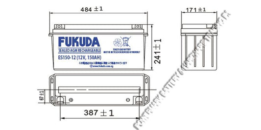 Fukuda ES150-12v Sealed AGM M/F Battery