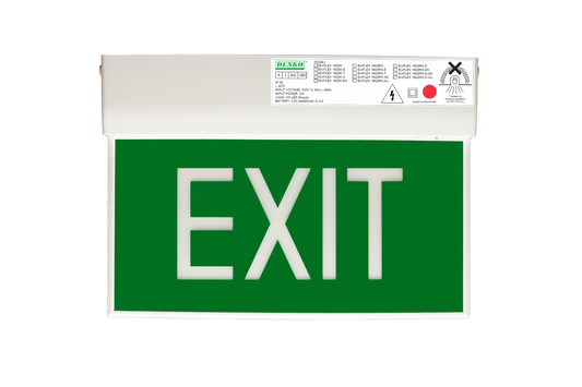 Denko 2W LED SLIM BOX EMERGENCY EXIT SIGN, SINGLE SIDED, ARROW LEFT, SURFACE MOUNTED C/W NICD BATTERY FOR DC DURATION 3 HRS