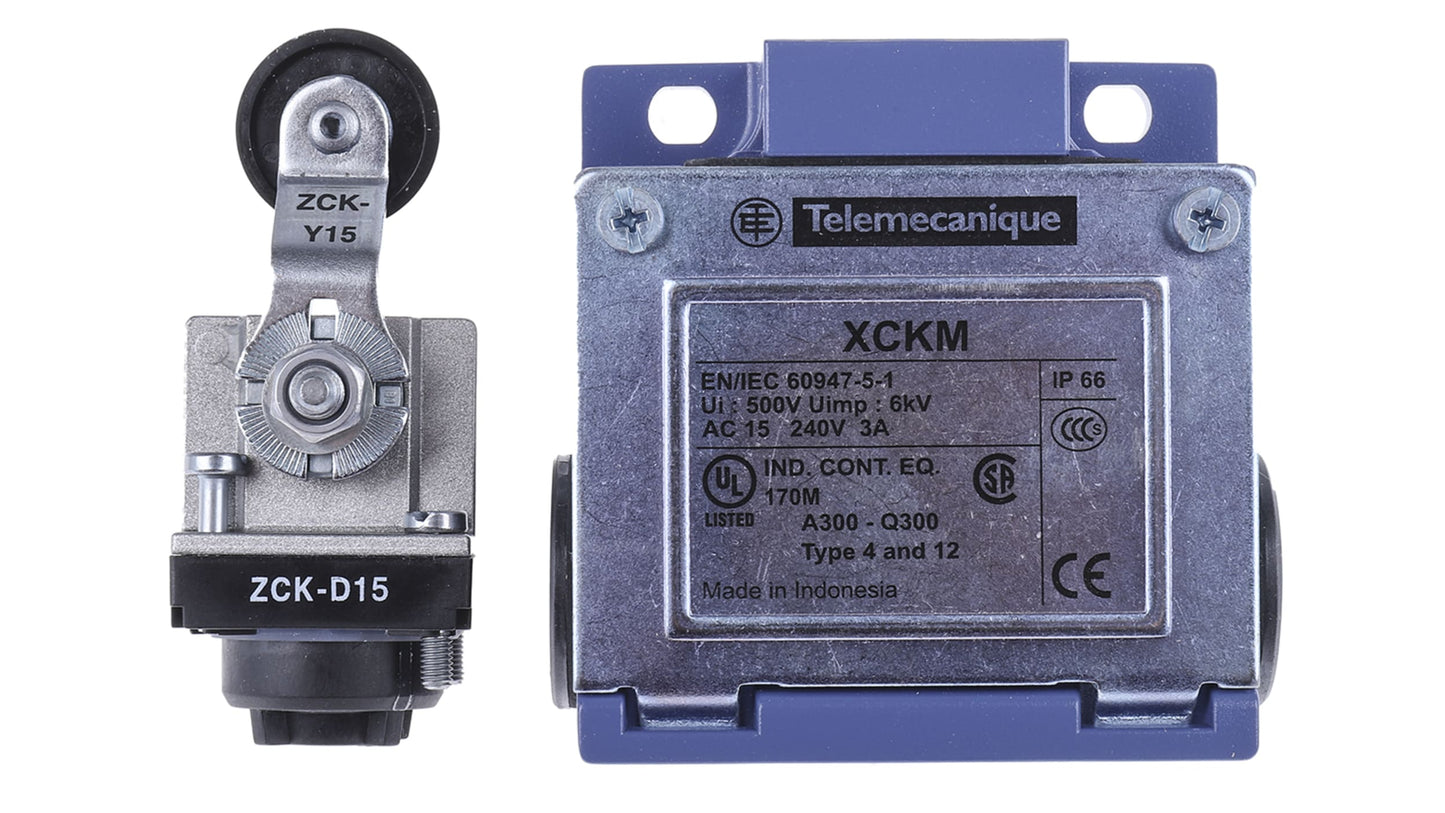 Telemecanique Sensors OsiSense XC Series Lever Limit Switch, NO/NC, IP66, DP, Zinc Alloy Housing, 240V ac Max, 10A Max