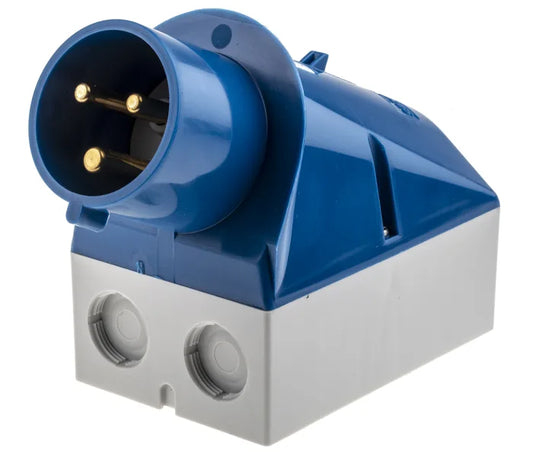 MENNEKES IP44 Blue Wall Mount Mount 3P 25° Industrial Power Connector Zone 22, 32A, 230V