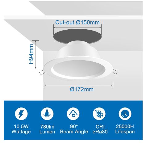 MEGAMAN LED SIENA 6 R150 Downlight-Fixture-DELIGHT OptoElectronics Pte. Ltd