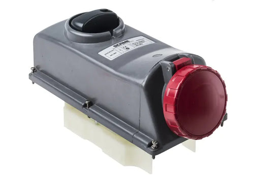 Scame IP67 Red Panel Mount 3P + N + E Right Angle Industrial Power Socket, Rated At 32A, 415 V