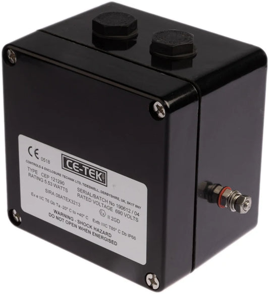 CE-TEK Exe IP66 Carbon Loaded Anti-Static Black GRP Enclosure