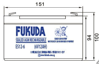 Fukuda ES12-6V Sealed AGM M/F Battery