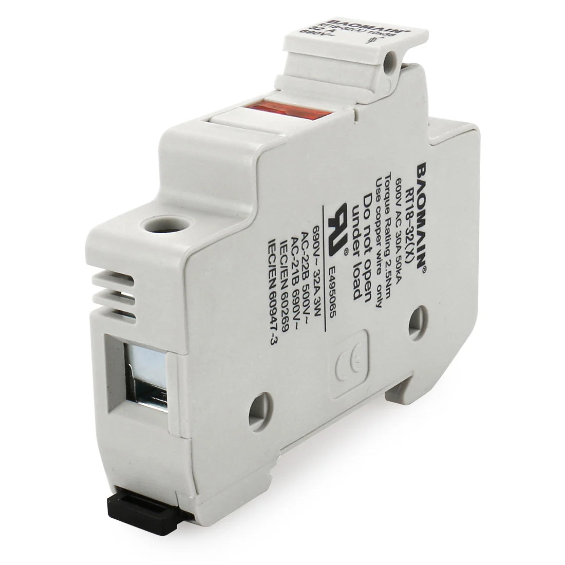 Baomain Cylindrical Fuse Holder RT18-32(X) 10mmX38mm Fuse Base Single Pole DIN Rail Mount CE&TüV Listed RT18-32 Fusex 10PCS