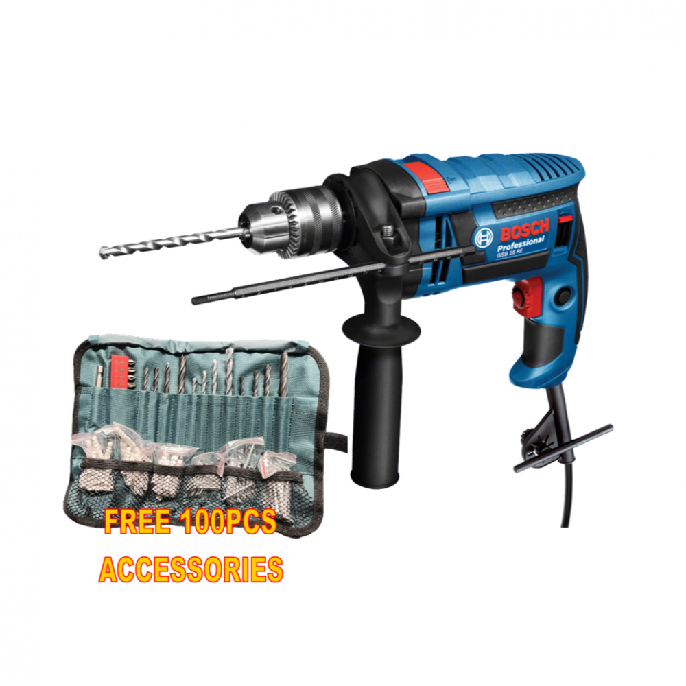 BOSCH GSB 16RE PRO Impact Drill c/w 100pcs Accessories Wrap Set