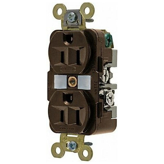 Hubbell Brown 2 Gang Plug Socket, 15A, NEMA 5-15R