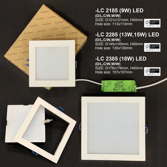 Laniber LC2285 15W 4000K Square Recessed Downlight