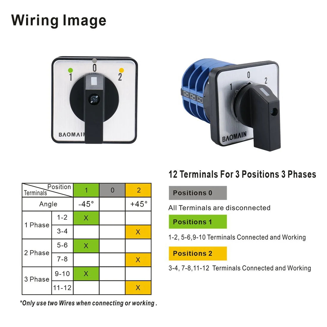 Baomain Rotary Cam Changeover Switch LW28-32/D303.3 AC 660V 32A 12 Terminal 3 Phase