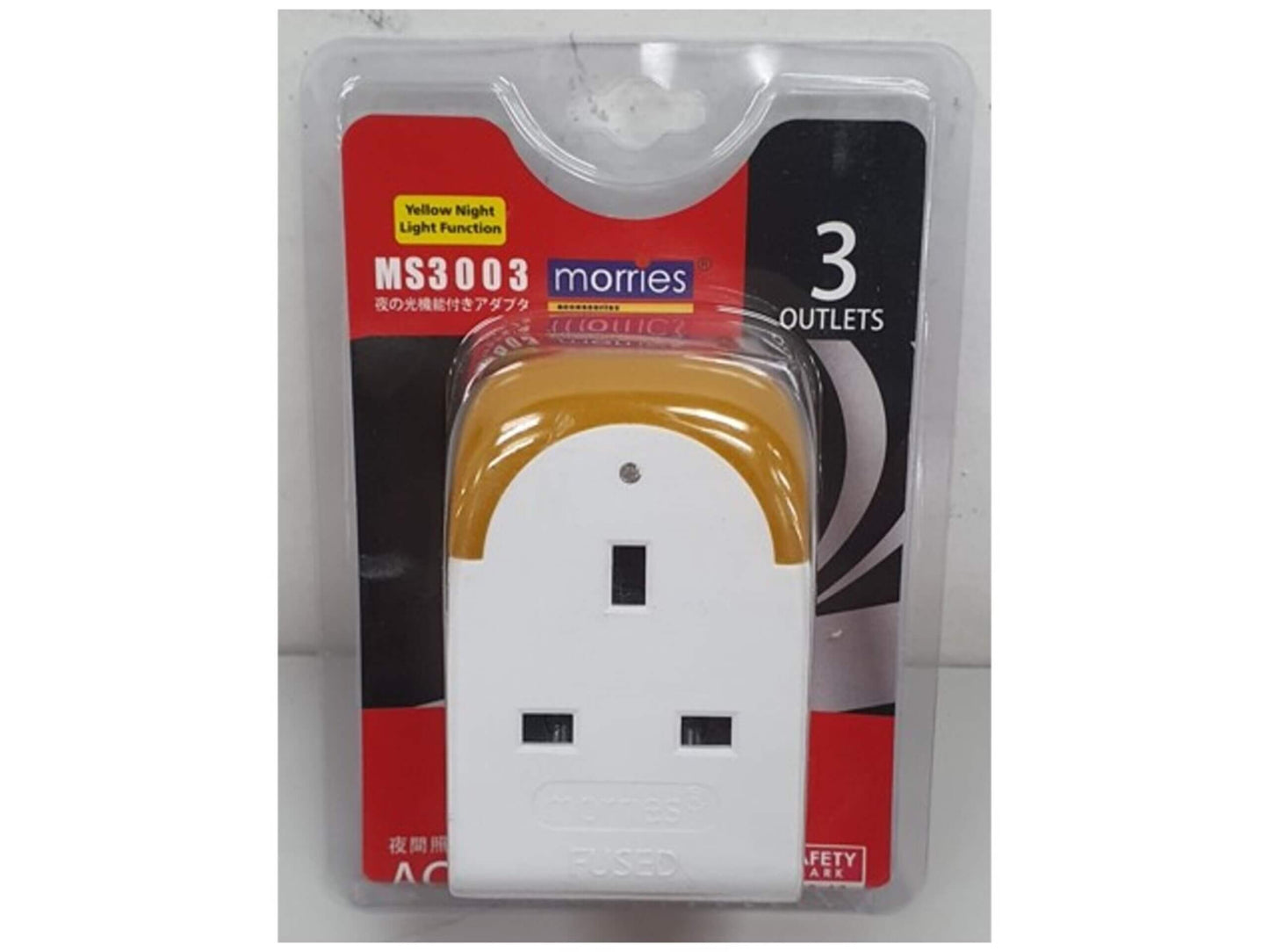 Morries MS3003/NL 3 Way Adapter With Night Light