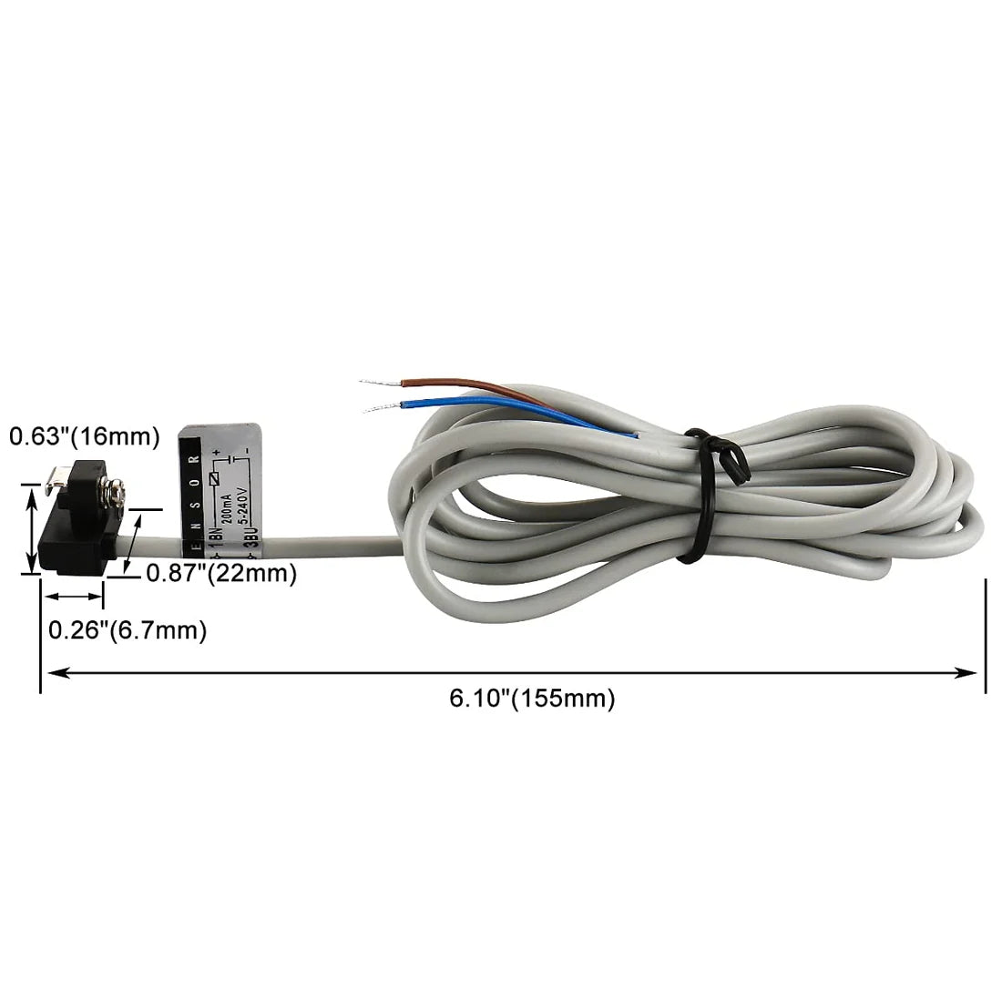 Baomain Pneumatic Cylinder Magnetic Approach Reed Switch CS1-J DC10-30V 200mA 2 Wire