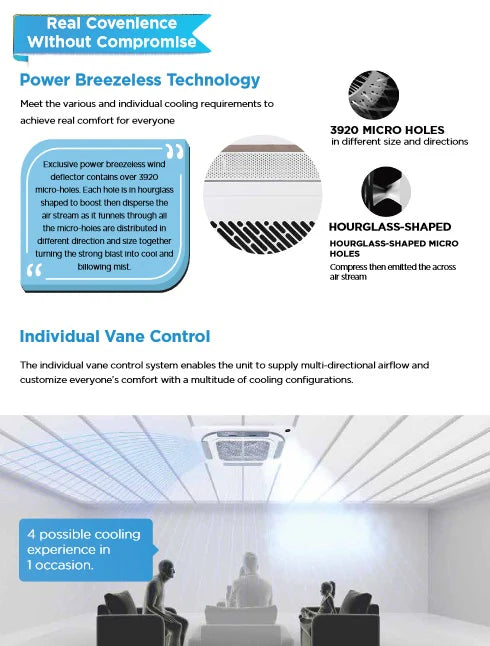 Midea Inverter Ceiling Cassette System 1 (5 Ticks) - SINGLE C/C (3 CORE CABLE)