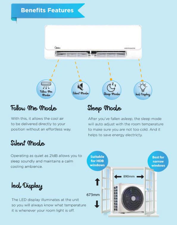 MIDEA OPAL PRO SYSTEM 2 R32 INVERTER AIRCON (5 TICKS) - SUPPLY ONLY