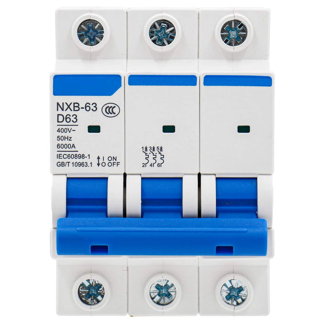 Baomain Mini Circuit Breaker NXB-63 D63 AC 400V 63Amp 3 Pole DIN Rail Mounting Work for Motor Protection and Air Compressor