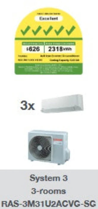 TOSHIBA YOUME SYSTEM 3 R32 INVERTER AIRCON (5 TICKS) - SUPPLY ONLY