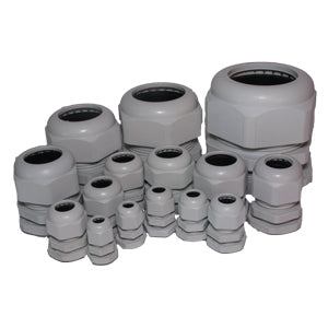 BH POLYAMIDE GLAND M12X1.5 IP68 GREY C/W 2PCS POLYAMIDE LOCKNUT M12X1.5 GREY