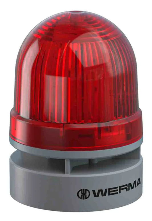 Werma EvoSIGNAL Mini Series Red Flashing Beacon 230V ac, LED Bulb Base, IP66