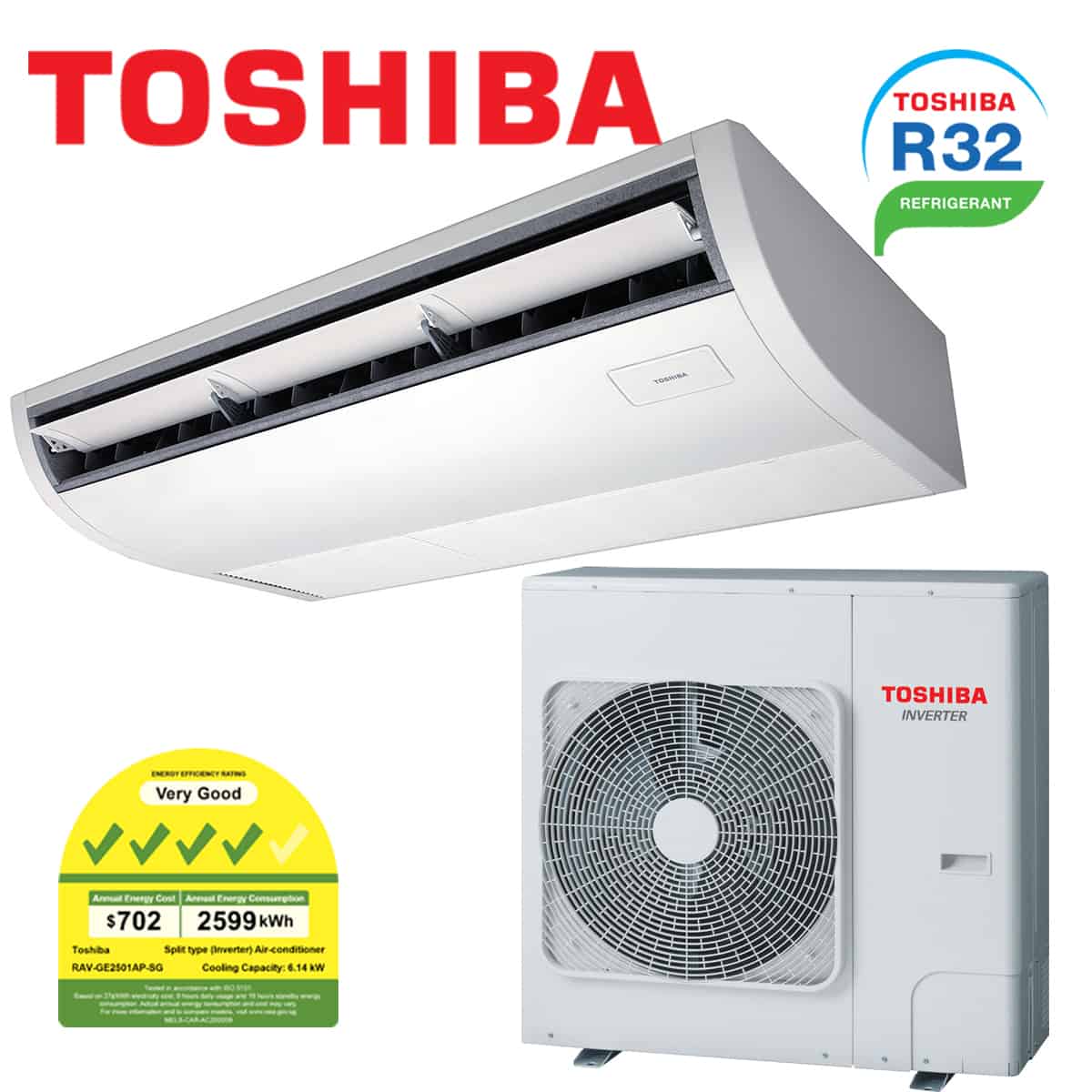 Toshiba Single Split INVERTER CEILING SUSPENDED Air Conditioner – System 1 (4 Ticks)