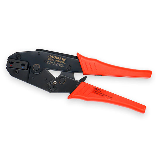 Baomain Ratchet Crimper Plier HS-07FL Flag Female Quick Disconnects Crimping Tools Use for 1.5-2.5 mm² (15-13 AWG) Red