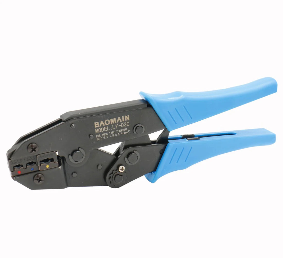 Baomain Ratchet Crimper Plier LY-03C Insulated Terminals Crimping Tools Use for 0.5-6 mm² Blue