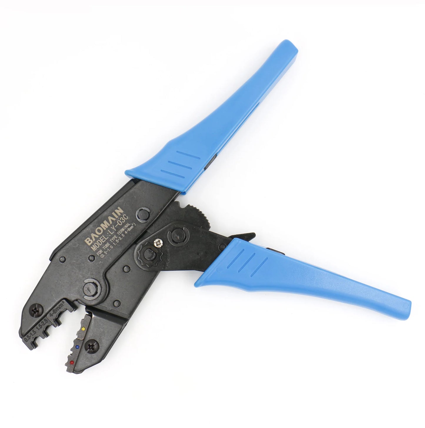 Baomain Ratchet Crimper Plier LY-03C Insulated Terminals Crimping Tools Use for 0.5-6 mm² Blue