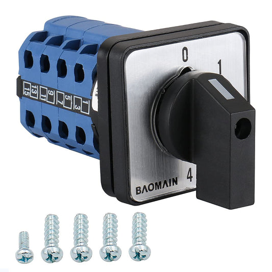 Baomain Rotary Cam Changeover Switch SZW26-20/0-4.4 660V 20A 5 Positions 16 Terminals Control Switch