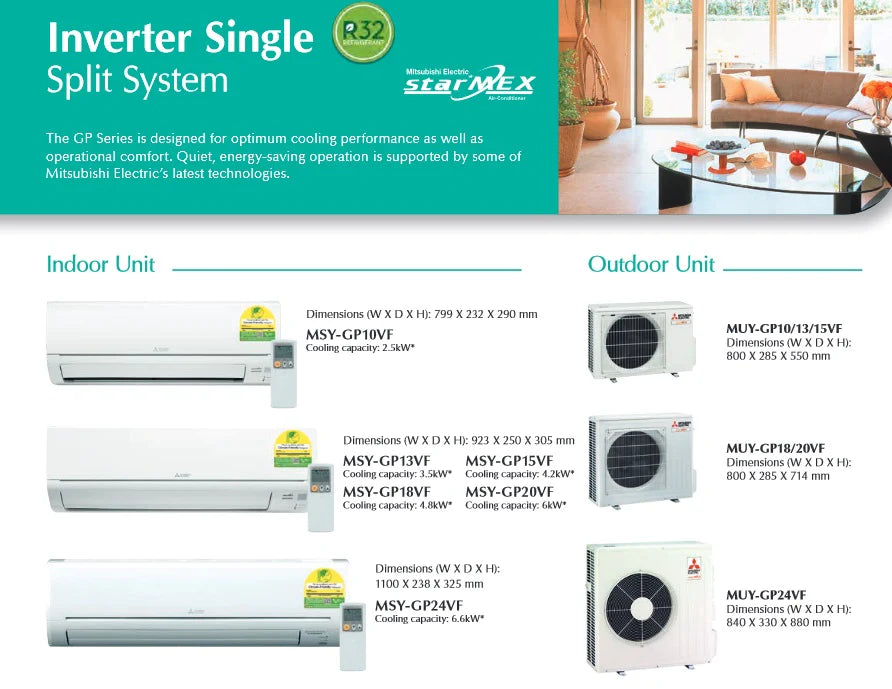 MITSUBISHI ELECTRIC STARMEX SYSTEM 1 R32 INVERTER AIRCON (SUPPLY ONLY)