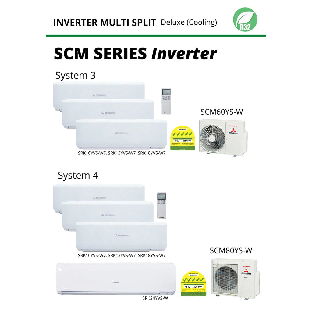 MITSUBISHI HEAVY INDUSTRIES SYSTEM 2 R32 INVERTER AIRCON (5 TICKS) - SUPPLY ONLY