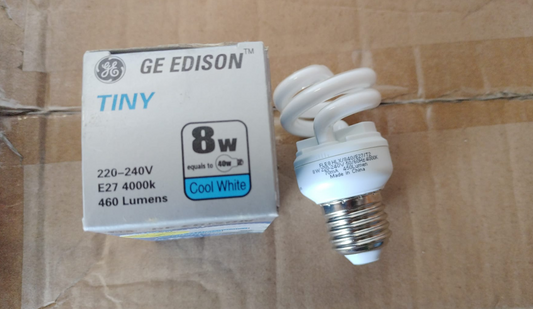 GE FLE8HLX/840 8W 4000K E27/T2 Spiral Bulb x4pcs